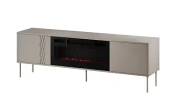 Komodë TV Cama Meble Tresse me oxhak elektrik, 180x40x54.5 cm, 1400-1600W, bezhë mat