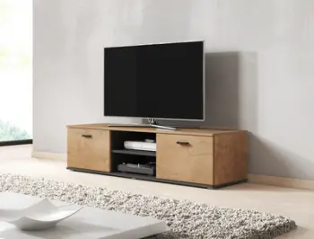 Komodë TV Cama Meble SOHO 140, 140 cm, druri Soho Oak, e zezë