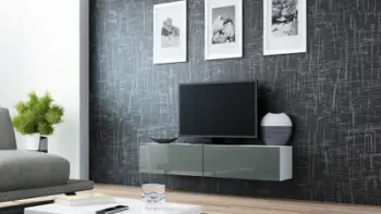Komodë TV Cama Meble Vigo 140, 140 cm, e bardhë gri me shkëlqim