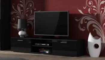 Komoda TV Cama Meble Soho 180, dyer me shkëlqim, e zezë