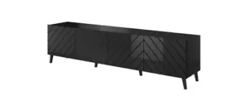 Kabinet TV ABETO, 200x42x52 cm, MDF, e zezë me shkëlqim