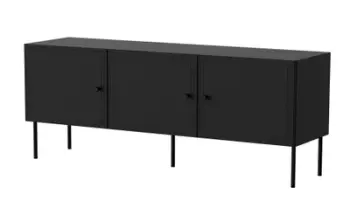 Komodë Cama Meble Palazzo RTV, 151x40x60 cm, 3 rafte, e zezë mat