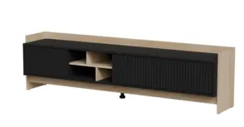 Komodinë TV Cama Meble Porto, 3 dyer, 1 raft, 190x38x50cm, bezhë e zezë