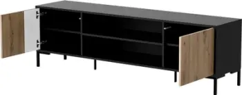 Komodë TV Bed Meble MERCI 400011, 180x40x53.5cm, 3 dyer, e zezë oak