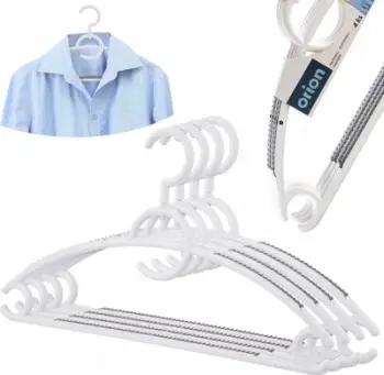 Set varësesh rrobash Orion Coat Hanger, plastikë kundër rrëshqitjes, grep rrotullues, e bardhë 4 copë