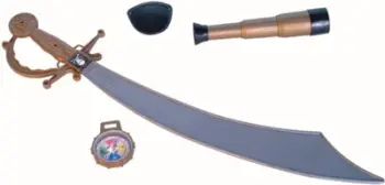 Set lodrash piratë Classic, shpatë dhe teleskop, plastik, shumëngjyrësh