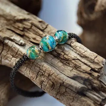 Byzylyk për femra Lampglas 24K Gold Plated Aquamarine Dream-Black Pearl BSA53/BLACK/CHI, i zi, i kaltër