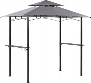 Pavijon kopshti Beliani Naro, metal 240x148cm, çati me ventilim, gri