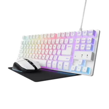 Set gaming Trust GXT 794W 3in1, tastierë TKL, mi wireless, e bardhë