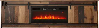 Komodë TV GRANERO me oxhak elektrik, 200x56.7x35 cm, pamje dru i vjetër