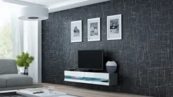 Komodinë TV Cama VIGO , 140cm, MDF, gri bardhë me shkëlqim