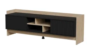 Komodë Cama Meble Pporto 2D, 150x38x50 cm, 1 raft, e zezë bezhë