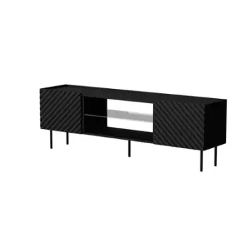 Komodinë TV Cama EF LUCCA, 180x40x59 cm, MDF me raft xhami, e zezë