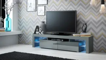 Komodinë TV Solo, 200x45x36 cm, MDF me shkëlqim, gri