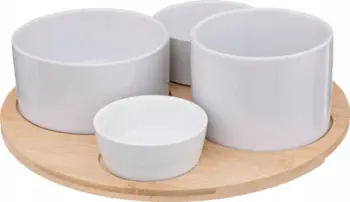 Set servirjeje Secret De Gourmet Bamboo Porc, 5 pjesë, bambu dhe porcelan, ngjyrë natyrale
