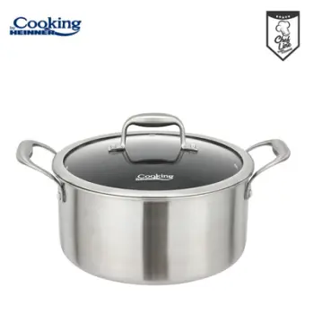 Tenxhere me kapak Heinner Titanium Cooking, 7L, 28x13cm, çelik inox, argjend
