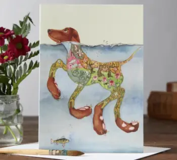 Kartolinë DM Collection Floating Dog A044, format B6, me zarf