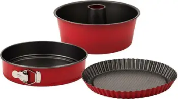 Set tava pjekjeje NAVA Taurus, 3 copë, veshje jo ngjitëse, të kuqe