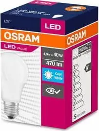 Llambë LED Ledvance VALUE CL A FR 40, E27, 4.9W 4000K, e bardhë