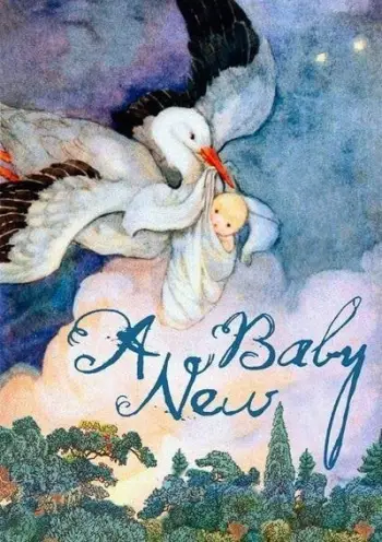 Kartolinë urimi Madame Treacle Birth Stork, format B6, me zarf