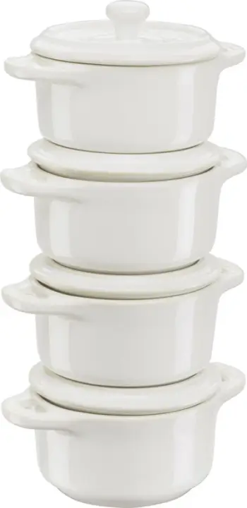 Set mini tenxhere qeramike Staub La Cocotte, 4 copë, 10 cm, ivory