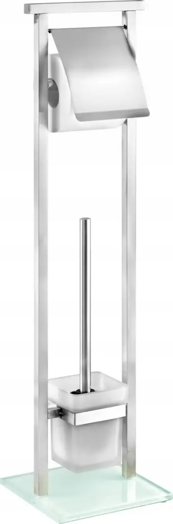 Set mbajtës WC Wenko Debar, çelik inox antirdhë, satin, argjendtë