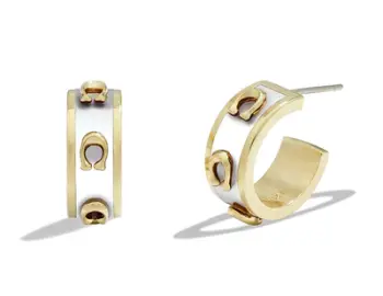 Vathë Coach Earrings with Logo, për femra, ngjyrë ari