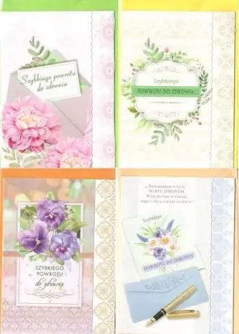Set karta urimi B6 Glitter Get Well Soon, 10 copë, me zarf