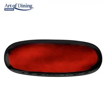 Set pjata servirjeje Excelsa Vulcano, 37.8x14.8x2.3cm, qeramikë, të kuqe dhe të zeza