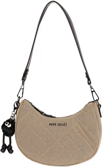 Çantë gondole Pepe Moll 252204, tekstil, me pompom, ngjyrë camel