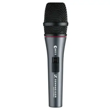 Mikrofon kondenzator vokal Sennheiser E865S, superkardioid, me çelës on off, gri e zezë