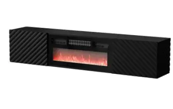 Komodë TV Cama Meble Lara, 183x35x37 cm, me oxhak dekorativ, e zezë mat