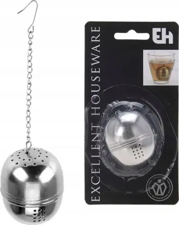 Kullesë çaji çelik inox, për çaj dhe bimë, e argjendtë