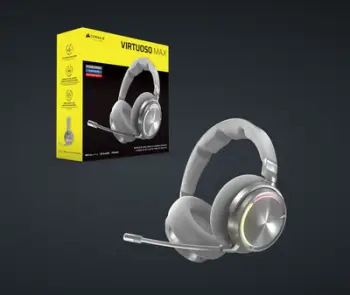 Kufje gaming CORSAIR VIRTUOSO MAX Wireless, Dolby Atmos, me mikrofon, argjendtë