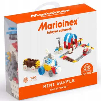 Lodër ndërtuese Marioinex Mini Waffle, 140 copë, set edukativ, shumëngjyrëshe