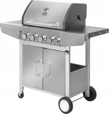 Grill me gaz Teesa 4+1, pllakë gize për steak, inoks, argjendtë