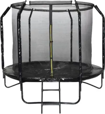 Set aksesorësh trampolinë SkyFlyer, shkallë dhe përforcues, për trampolinë 8ft 244cm, i zi