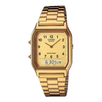Ora dore Casio AQ-230GA-9B Unisex, analog dixhitale, çelik inoks, ngjyrë ari