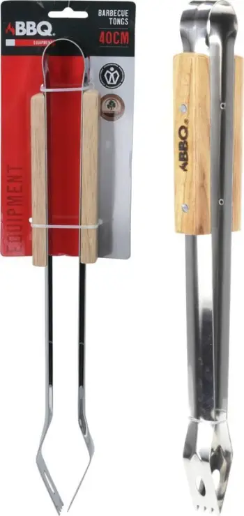 Pinca BBQ Equipment, dorezë druri, çelik inox, 40cm
