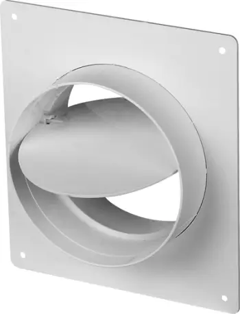 Grilë ventilimi murale, 150mm, valvul anti kthim, PVC e bardhë