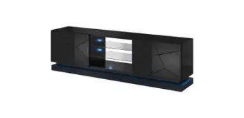 Komodë TV Bed Meble QIU 200, 42x57x200cm, MDF, e zezë