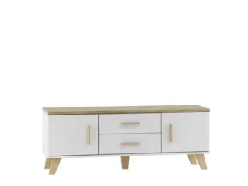 Komodë TV Chest Bed Meble Lotta, 140 cm, e bardhë bezhë
