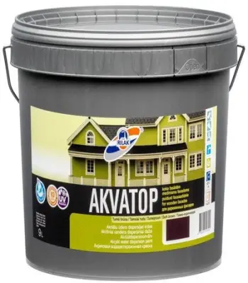 Bojë fasade druri RILAK AKVATOP, gjysmë-mate, 9L, kafe e errët