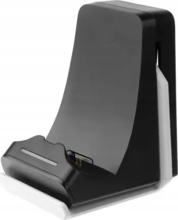 Dok karikues FIXED Dock, për kontrollor DualSense PS5, me varëse për kufje, bardh e zi