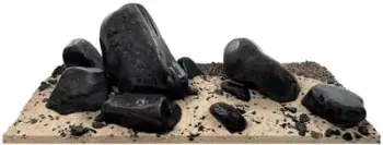 Set dekorimi akuariumi WIO Black Allure River, 19 kg, rërë dhe gurë, e zezë bezhë e çelët