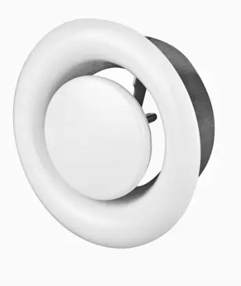 Anemostat ajri Awenta AMW100, metal, diametër 100mm, i bardhë