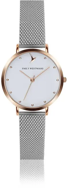 Orë dore për femra Emily Westwood Classic Silver Mesh LAO-2514S, e argjendtë