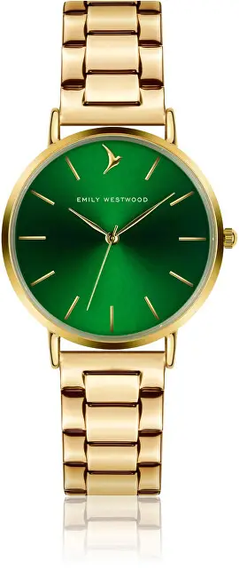 Orë dore për femra Emily Westwood Green Sunray Watch EGI-4218GQ, e artë