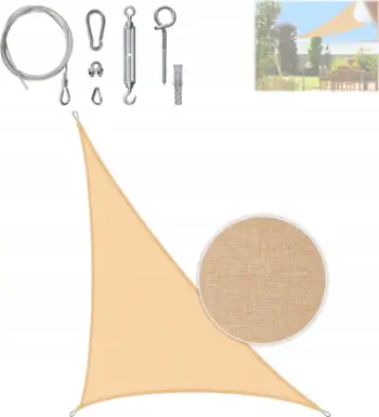 Çadër dielli HOBBYGARDEN Sun Shade Sail, trekëndore 3x4x5 m, për tarracë dhe kopsht, bezhë