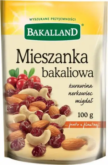 Përzierje frutash të thata Bakalland, arra indiane dhe bajame, 100 g